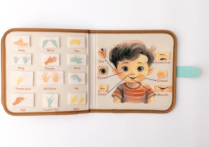 Montessori Busy Board Neutral Pastel Book, Interactive Toddler Gift Learning Curriculum, Educational Travel Daycare Toy, Language and Cognitive Skills, 3+ Year Old Boy Girl (Pastel)