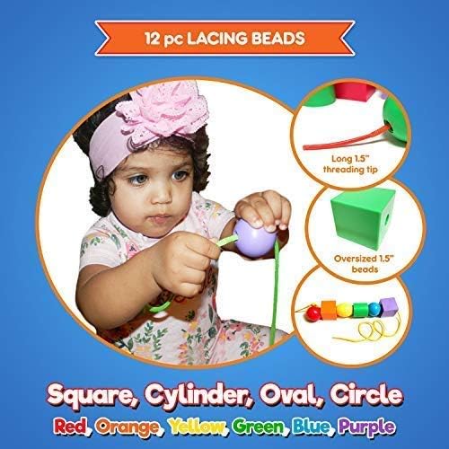 Jumbo Lacing Beads for Toddlers and Nuts & Bolts | 2-in-1 Montessori Educational Preschool Toys - Matching Fine Motor Skills Toddler Games with Toy Storage & Learning Activities eBook