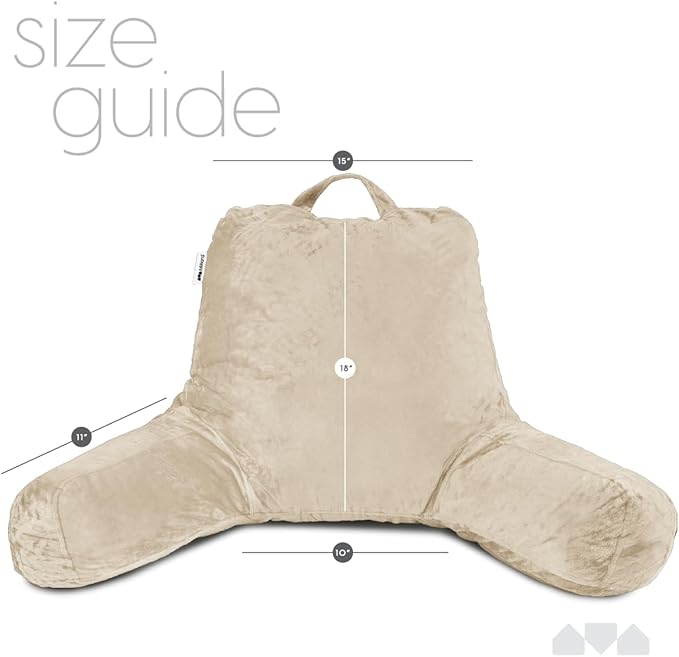 Milliard Reading Pillow with Shredded Memory Foam, Large Adult Backrest with Arms, Back Support for Sitting Up in Bed with Washable Cover (Sit up Pillow) (Cream)