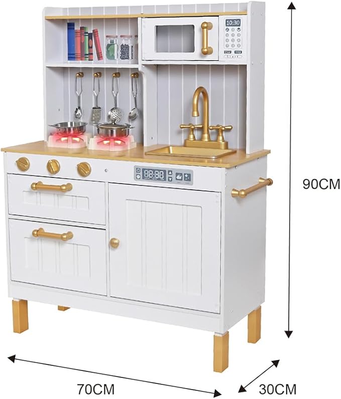 Kids Kitchen Playset,Children Play Kitchen for Toddler,Baby Toy Kitchen Set,Pretend Wooden Kitchen,Birthday Gifts with Play Sink Toy,Lights Sounds, Cooking Set for Kids Ages 3+Boys Girls