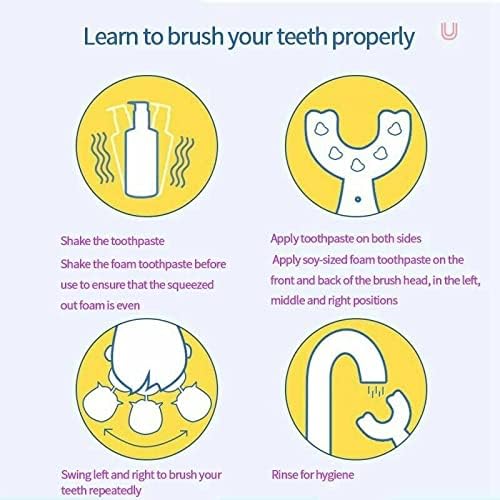 Kids Electric Toothbrush，6 Cleaning Models Toddler Toothbrush Waterproof Battery Powered 360 Automatic Sonic u Shaped Toothbrushes for 2-7 Years Old for Boys Girls（Pink）