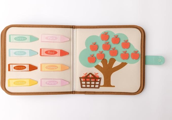 Montessori Busy Board Neutral Pastel Book, Interactive Toddler Gift Learning Curriculum, Educational Travel Daycare Toy, Language and Cognitive Skills, 3+ Year Old Boy Girl (Pastel)