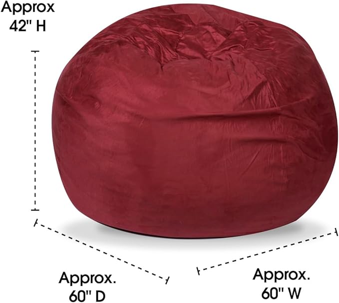 Foamma Bean Bag Chair, 5ft, Chinese Red - Round Floor Chair for Kids and Adults with Removable Cover, Lounge Chair with High-Density Foam, Reading Chair with Microsuede Cover, Bedroom Chair