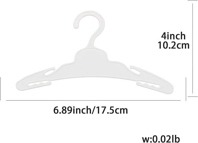 20 Pcs Doll Hangers for 18 inch Doll Clothes, White Doll Hangers, Sturdy Doll Hangers Accessories, Work Great with Rod Less Than 1/2 inch Diameter, Made of Safe ABS Plastic