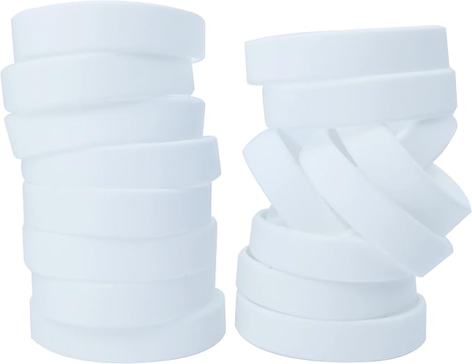 50 PCS Silicone Bracelets Wristbands for kid, Sports Rubber Elastic Wristband Bracelet for Party Decorations Favors Set Pack White