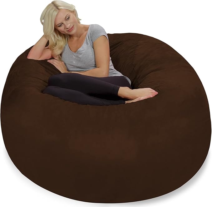 Chill Sack Bean Bag Chair: Giant 5' Memory Foam Furniture Bean Bag - Big Sofa with Soft Micro Fiber Cover - Brown