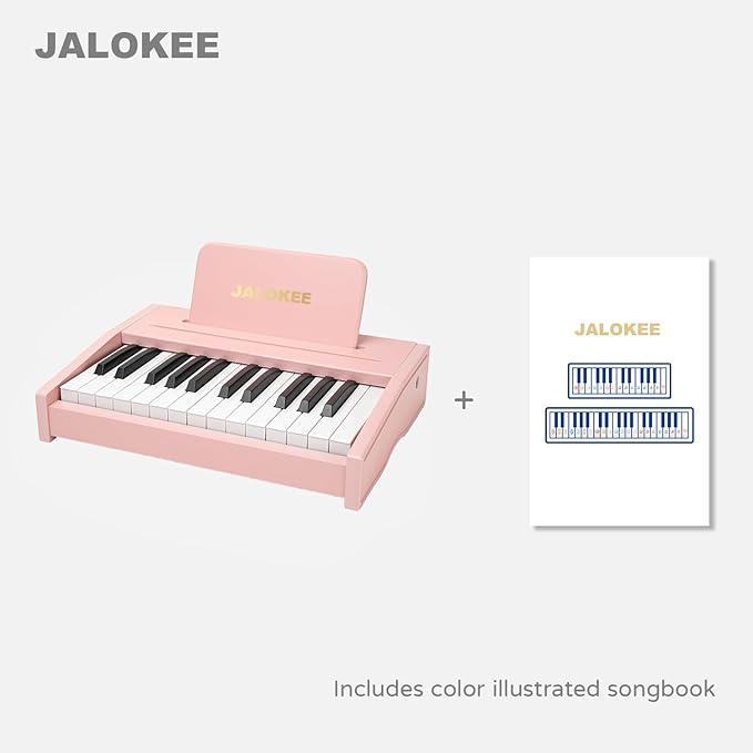 Kids Piano Keyboard, Digital Piano for Kids, Music Educational Instrument Toy, Wood Toy for 3+ Girls and Boys (Pink, 25 Keys)