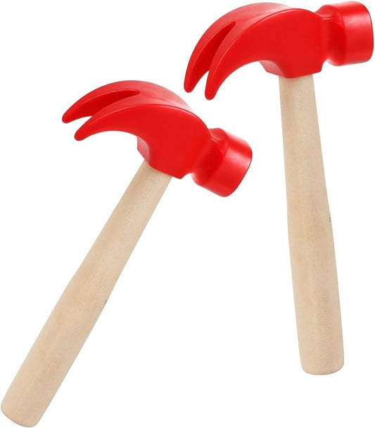 2 Pack Wooden Hammer Toys Simulation Hammers Maintenance Tools Educational Toys for Kids Birthday Party Games Supplies