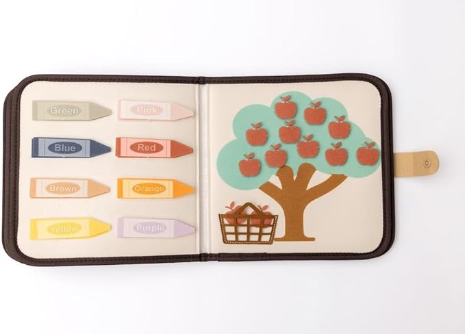 Montessori Busy Board Neutral Pastel Book, Interactive Toddler Gift Learning Curriculum, Educational Travel Daycare Toy, Language and Cognitive Skills, 3+ Year Old Boy Girl (Neutral)