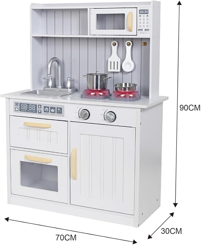 Kids Kitchen Playset,Children Play Kitchen for Toddler,Baby Toy Kitchen Set,Pretend Wooden Kitchen,Birthday Gifts with Play Sink Toy,Lights Sounds, Cooking Set for Kids Ages 3+Boys Girls