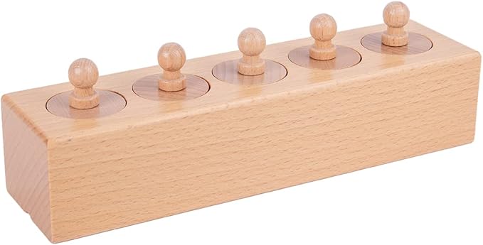 Adena Montessori Knobbed Cylinders Blocks Home Preschool 2 3 Years OldToys (Primary Color Knobbed Cylinders)