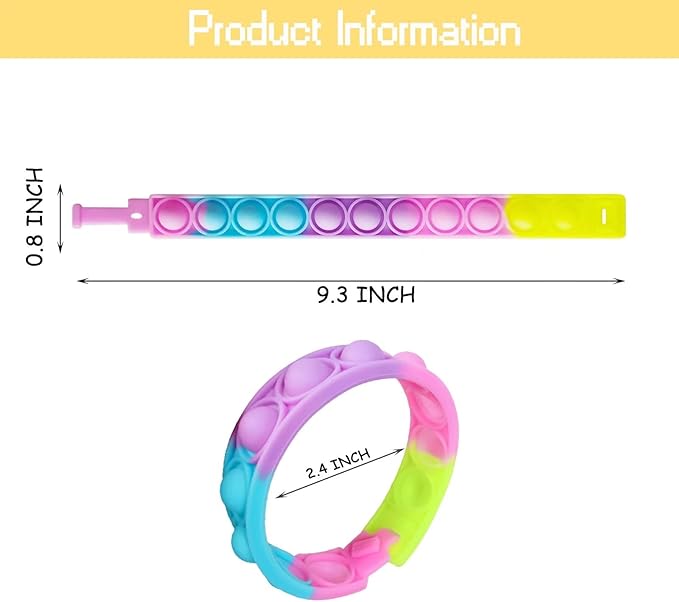 60 Pcs Pop Bubble Bracelet Fidget Toys, Pop Wristband Fidget Bulk Toy for Party Favors Halloween Christmas Valentine Gifts Student Gifts Easter Egg Basket Stuffer Classroom Prizes Goodie Bag for Kids