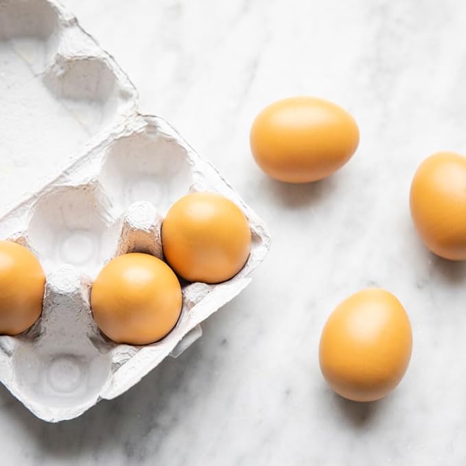 New Classic Toys Wooden Pretend Play Toy for Kids Six Wooden Eggs Cooking Simulation Educational Toys and Color Perception Toy for Preschool Age Toddlers Boys Girls