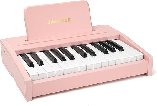 Kids Piano Keyboard, Digital Piano for Kids, Music Educational Instrument Toy, Wood Toy for 3+ Girls and Boys (Pink, 25 Keys)