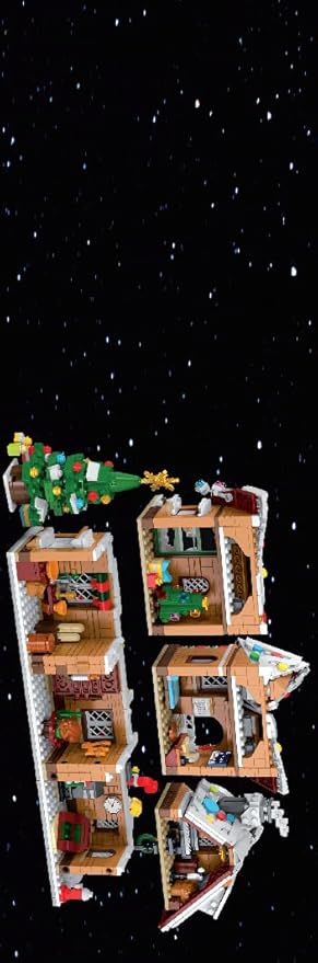 3 Style Christmas Gingerbread House Building Set with LED Light - 2024 Snowscape Village House Building Block Toy with Santa Claus Xmas Tree Train Gifts for Adults Kids Girls Boys Ages 8+ (1397 PCS)