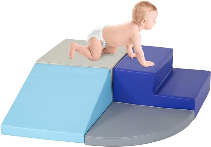 4-Piece Set Climbing Toys for Toddlers 1-3 and Climb Foam Play Set Babies Foam Blocks Toddler Climbing Toys Indoor Baby Climbing Toys Children’s Composite Toy for Crawling Climbing and Sliding
