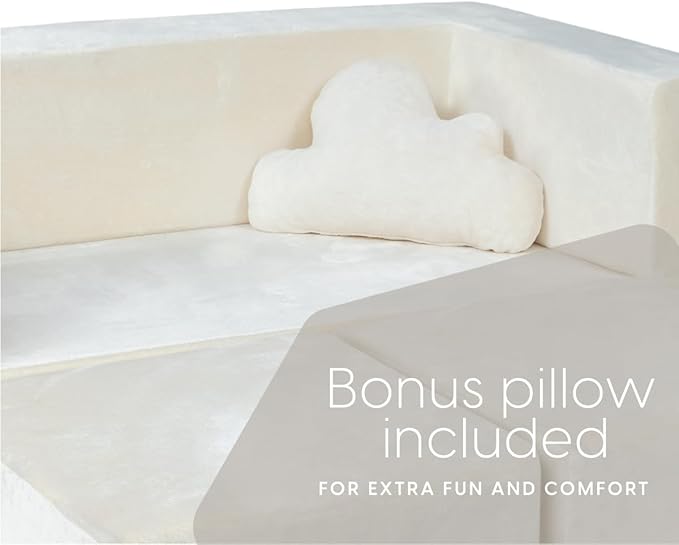 Milliard Kids Couch - Modular Kids Sofa for Toddler and Baby Playroom/Bedroom Furniture (Ivory) with Bonus Pillow