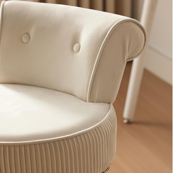 Vanity Stool - Vanity Chair with Back Small Vanity Makeup Vanity Chair Velvet Vanity Stool Chair Tufted Accent Chairs Makeup Chair for Vanity for Women Girls and Kids (Orange)