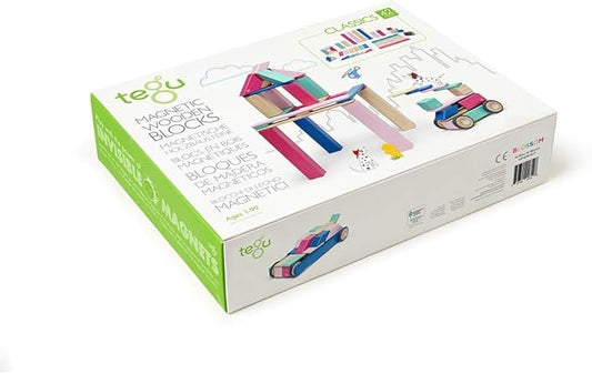 42 Piece Tegu Magnetic Wooden Block Set, Blossom, 1-99 years old