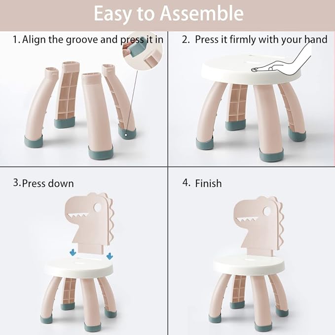 Toddler Chair,Plastic Kids Dino Chair,Sturdy Durable and Lightweight Toddler's Activity Chairs,Anti-Slip Ergonomic Design Kids Step Stool,Indoor or Outdoor Use for Boys Girls Aged 2+ (Pink)