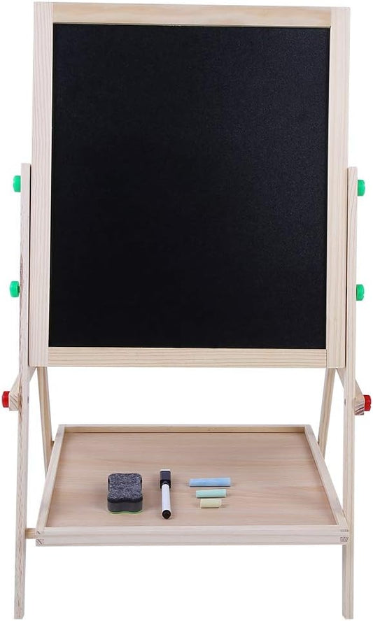 TOPINCN Art Wooden Drawing Board,Double Side Drawing Board for Chalk and Cartoon Letters Stickers for Nursery and Baby Toddler Junior Bedrooms Drawing Paper