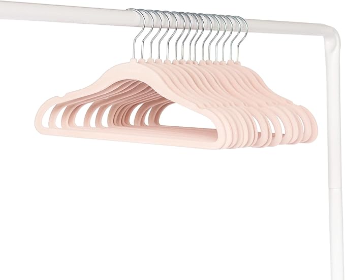 3 Sprouts Velvet Baby Hangers - Non-Slip Hanger for Infant, Toddler, Baby Clothes - Closet Kids Hangers with Slim Design, Nordic Colors, Pack of 30 - Pink