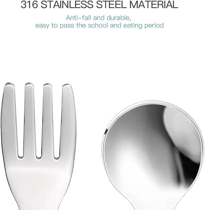 Baby Forks and Spoons Set Baby Training Utensils Self Feeding Toddler Silverware Silicone and Stainless Steel Kids and Toddler Utensil (Green Dinosaur - Long)