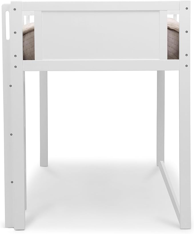 Delta Children Twin Loft Bed with Guardrail and Ladder (Coordinates with Disney Princess & JoJo Siwa Tents Sold Separately), White