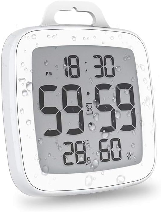 BALDR Digital Bathroom Clock with Timer - Waterproof Shower Clock with Time and Temperature - Waterproof Shower Timer for Kids and Adults - Bathroom Timer, Digital Shower Clocks for Bathroom