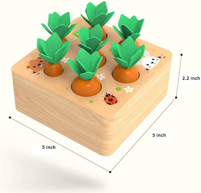 Ancaixin Montessori Toys for Babies 6-12 Months, Wooden Toys for 1 Year Old Boys and Girls, Educational Carrot Harvest Toy for Toddlers, Shape Sorting Matching Puzzle, Developmental Birthday Gifts