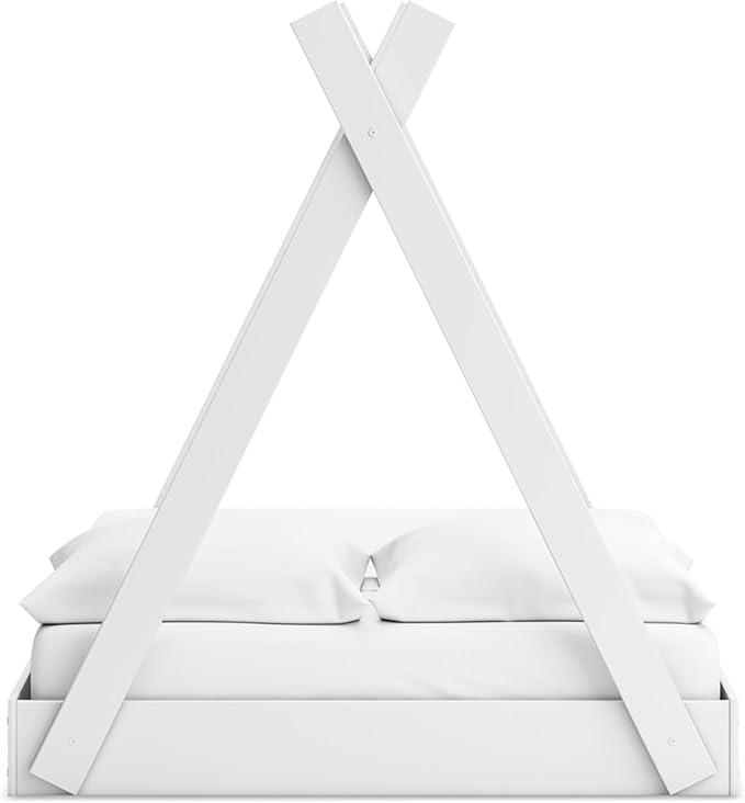 Signature Design by Ashley Hallityn Casual Youth/Toddler Floor Full Tent Bed, No Box Spring Needed, White