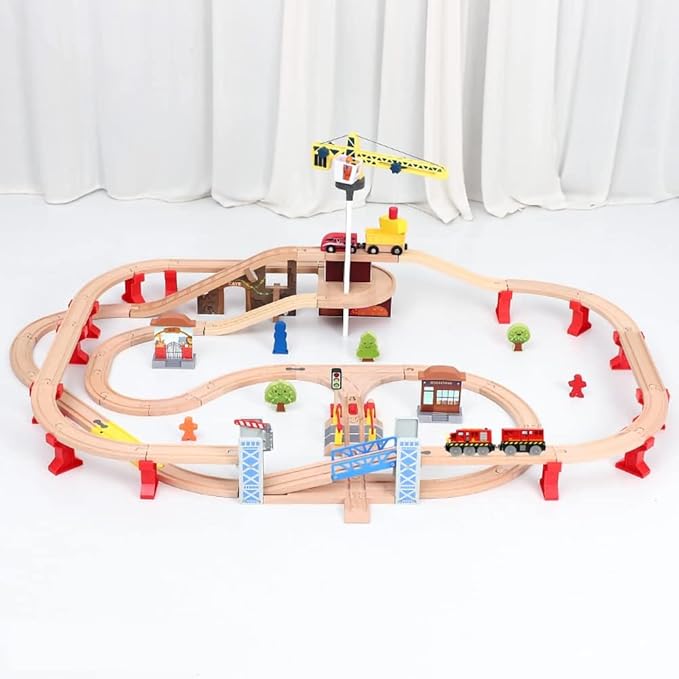Train Toys Battery Operated Locomotive Train for Wooden Track, Motorized Train for Toddlers with Magnetic Connection, Compatible with Thomas, Brio, Chuggington, Melissa and Doug