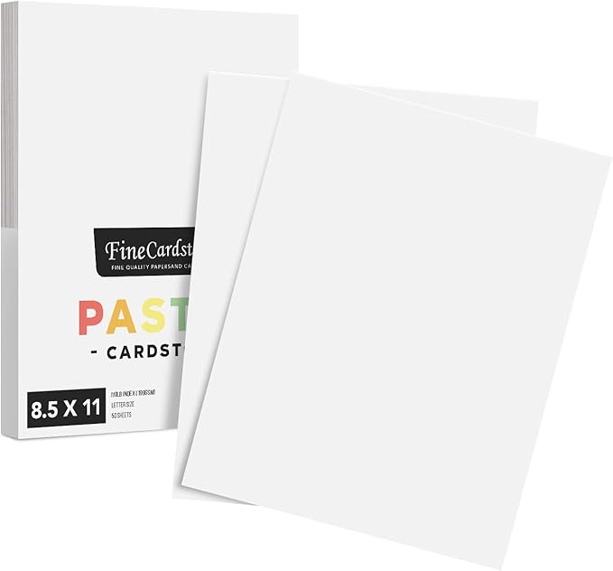8.5 x 11" White Pastel Color Cardstock Paper - Great for Arts and Crafts, Wedding Invitations, Cards and Stationery Printing | Medium to Heavy Card Stock 110lb Index (199gsm) | 50 Sheets per Pack