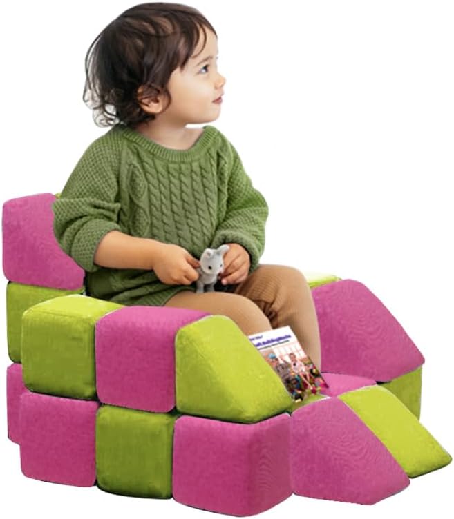 Magnetic Soft Building Blocks for Kids, Magnetic Blocks, Big Blocks, Educational Toys, Incredibly Fun Building Block for Children (Rose red+Green)