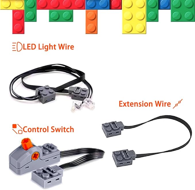 39-in-1 Motor Kit Compatible with Lego Technic: Motor*4,Battery Box*2,2.4G Receiver,IR Speed Remote Control,Control Switch & Extension Wire & LED Light Wire,with Building Block Tool Kit