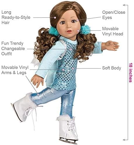 Adora Amazon Exclusive Amazing Girls Collection, 18” Realistic Doll with Changeable Outfit and Movable Soft Body, Birthday Gift for Kids and Toddlers Ages 6+ - Ice Skating Ava
