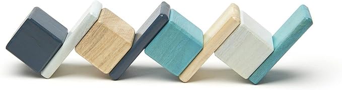 8 Piece Tegu Pocket Pouch Magnetic Wooden Block Set, Blue