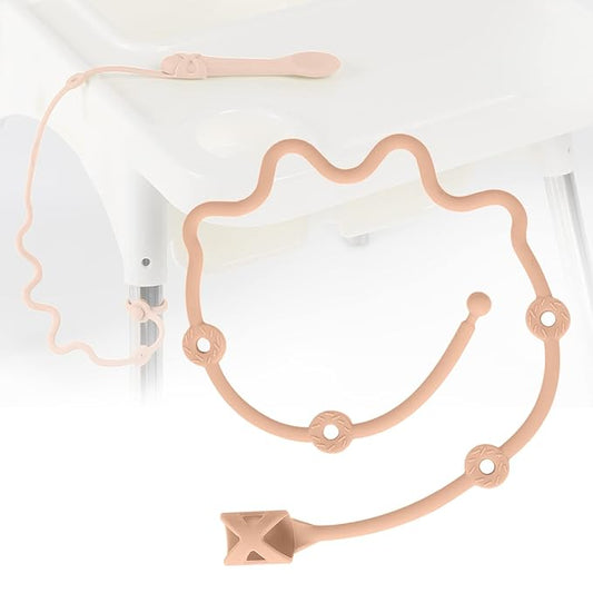 Baby Spoons Self Feeding 6 Month,SMAutoLife Toddler Utensils Holder Strap Food Grade Silicone Keep Fork and Spoon Off The Floor Great for Kids,Hook On High Chair(Apricot)