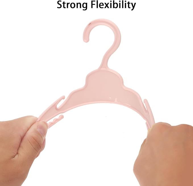 20 Pcs Doll Hangers for 18 inch Doll Clothes, Combination of 10 Pink and 10 White, Made of Safe and Sturdy ABS Plastic, Doll Hangers Accessories Work Great with Rod Less Than 1/2 inch Diameter