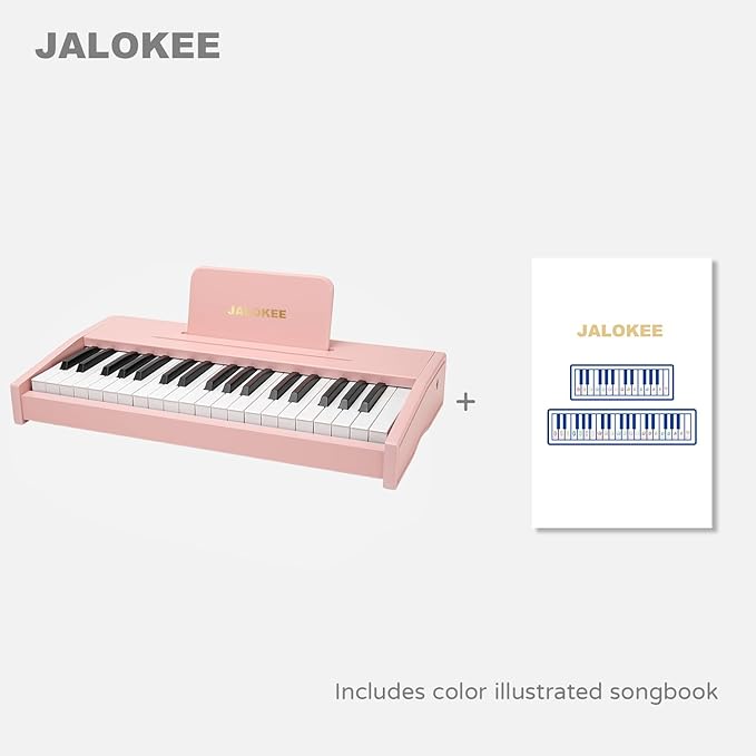 Kids Piano Keyboard, Digital Piano for Kids, Music Educational Instrument Toy, Wood Toy for 3+ Girls and Boys (Pink, 37 Keys)