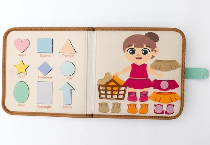 Montessori Busy Board Neutral Pastel Book, Interactive Toddler Gift Learning Curriculum, Educational Travel Daycare Toy, Language and Cognitive Skills, 3+ Year Old Boy Girl (Pastel)