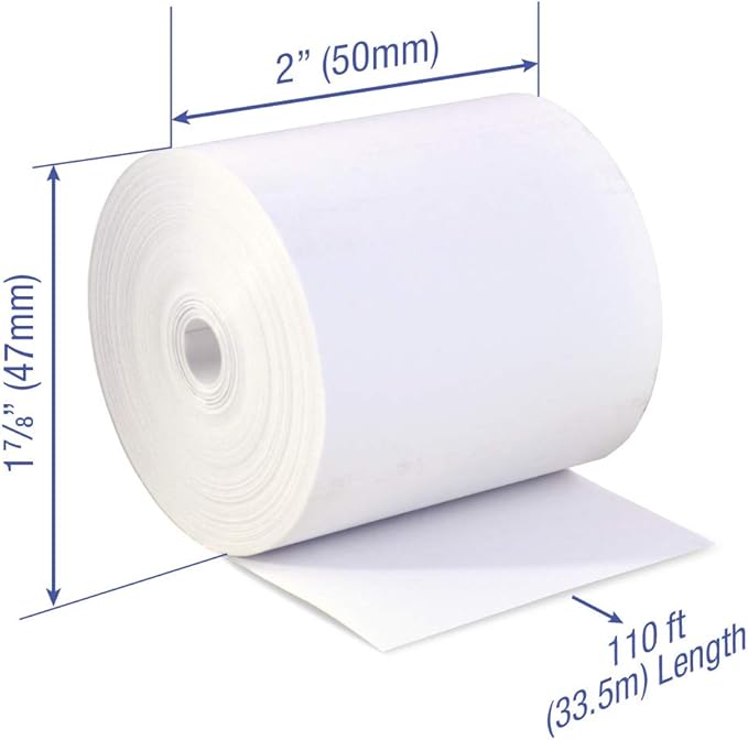 2 x 110 feet x 32 rolls CORELESS BPA Free Thermal Paper Rolls for Zebra iMZ220 thermal receipt printers. 47mm diameter
