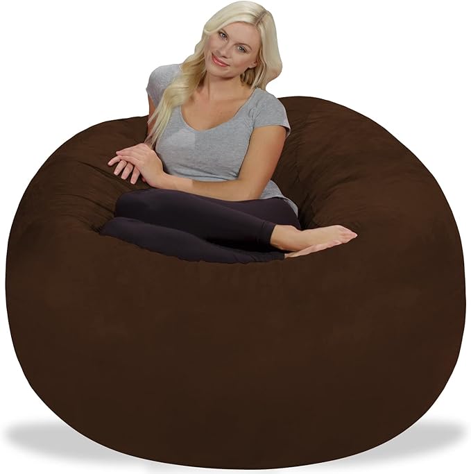Chill Sack Bean Bag Chair: Giant 5' Memory Foam Furniture Bean Bag - Big Sofa with Soft Micro Fiber Cover - Brown