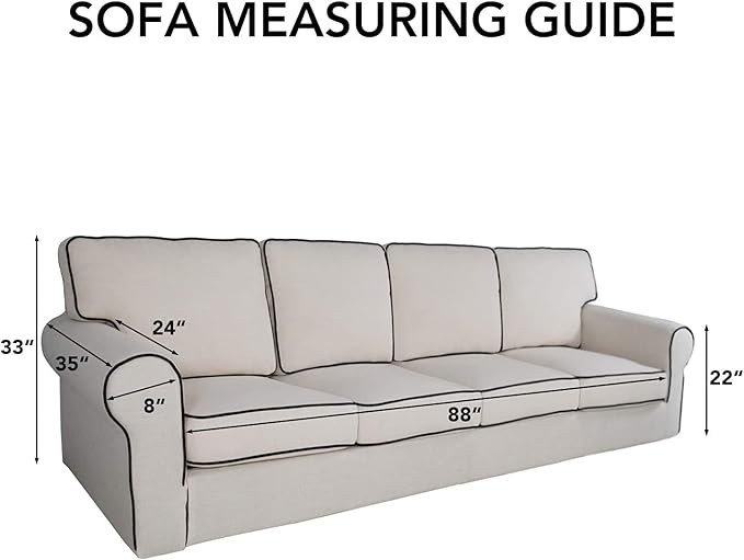 PureFit Reversible Quilted Sofa Cover, Water Resistant Slipcover Furniture Protector, Washable Couch Cover with Non Slip and Elastic Straps for Kids, Dogs, Pets (XX Large, Light Gray/Ivory)