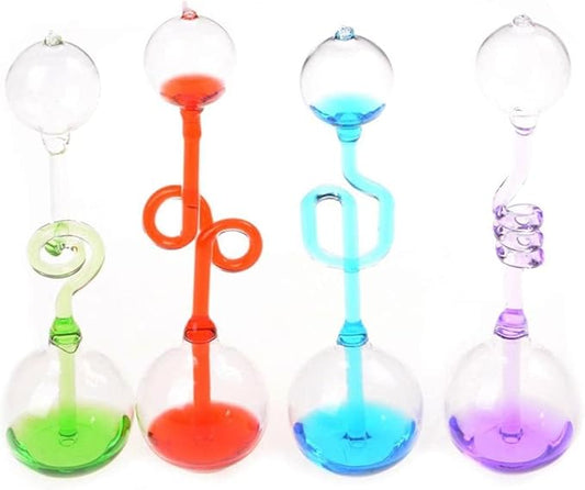 4Pcs Colorful Office Thinking Hand Boiler, Glass Science Energy Transfer, Children Science Experiment, Love Birds Color Meter Hand Boiler,Thermometer Spiral Glass Science Energy Museum Toy Gifts
