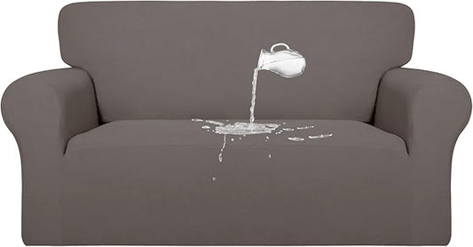 PureFit 100% Dual Waterproof Couch Cover Slipcovers for Couches and Sofas - Stretch Non Slip Fleece Sofa Covers Washable, Leakproof Furniture Protector for Kids, Pets, Dog (Loveseat, Taupe)