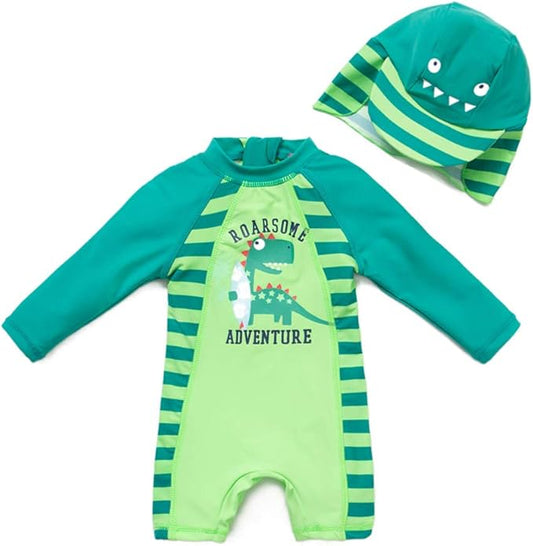 upandfast Baby/Toddler Swimsuit UPF 50+ Sun Protection One Piece Zipper Bathing Suit with Sun Hat Infant Beach Swimwear