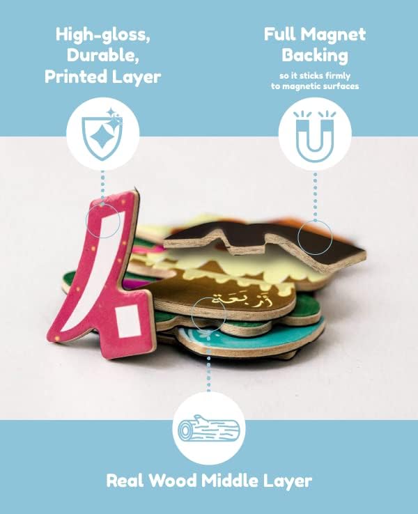 Arabic Wooden Matching Number Magnets Game, Educational Matching Game for Toddlers 3+ Years Old - Self-Correcting Number Puzzle for Kids- Magnetic Learning Toy with Wooden Pieces