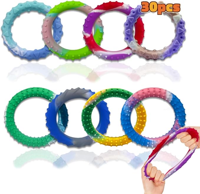 30PCS Sensory Fidget Toys for Kids Adults-Stretchy Fidget Bracelet&exture,Calming Autism Sensory Toys for Needs Autistic Children,Calm Down Toy for Toddler Girls Boys
