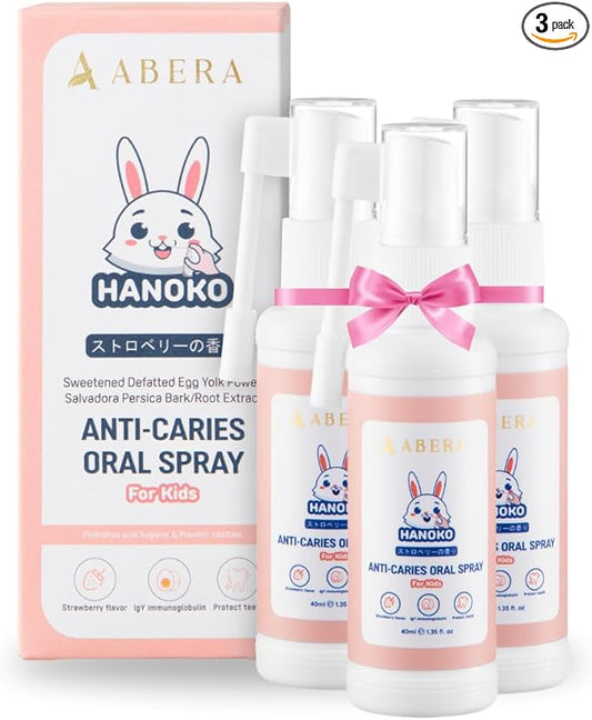 Abera Anti-Caries Kids Oral Spray, Fluoride Free Toddler Toothpaste Helper for Cavity Repair and Fresh Breath, 360 Degree Rotating Spout Easy to Use for Newborn to Preschooler,1.35 fl Oz, Pack of 3